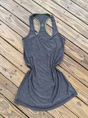 Lululemon Racerback Tank Top Gray Heathered Green Trim